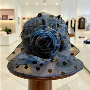 Blue Polka Dot Hat NWOT